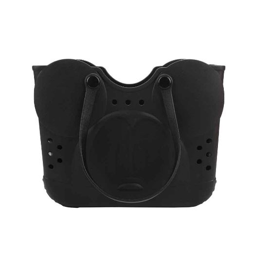 Disney Mickey Mouse Big Face 16.5" Adult Black Water-Resistant Rubber Molded Large Gummy Tote Beach Swim Bag