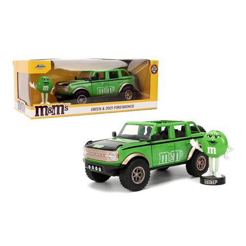 M&M's 2021 Ford Bronco 1:24 Scale Die-Cast Metal Vehicle with Green Figure