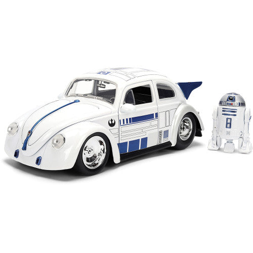 PREORDER - Jada 1:24 Star Wars R2-D2 and 1959 Volkswagen Drag Beetle – White – Hollywood Rides – Die-Cast Vehicle + Figure - January 2026