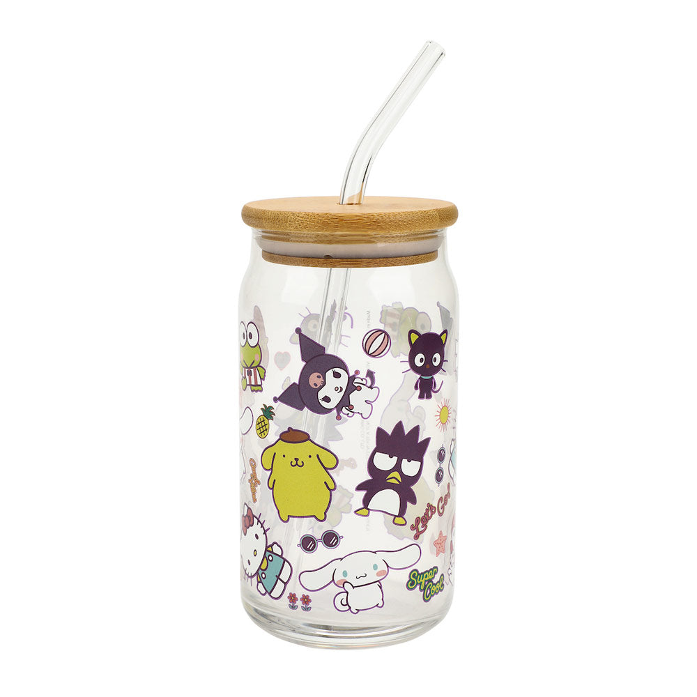 HELLO KITTY & FRIENDS 15 OZ. GLASS BAMBOO TUMBLER (ETA AUGUST / SEPTEMBER 2024)