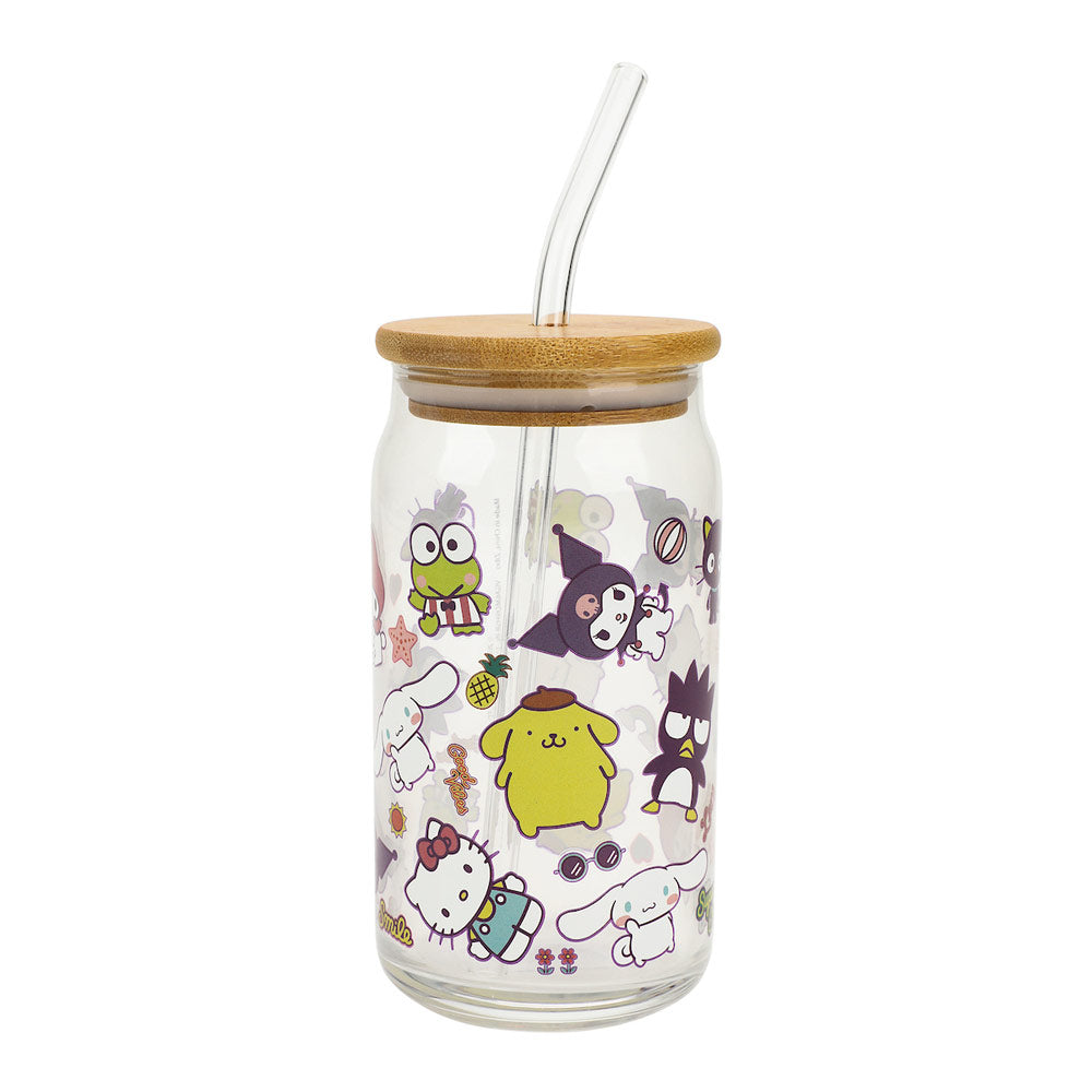 HELLO KITTY & FRIENDS 15 OZ. GLASS BAMBOO TUMBLER (ETA AUGUST / SEPTEMBER 2024)