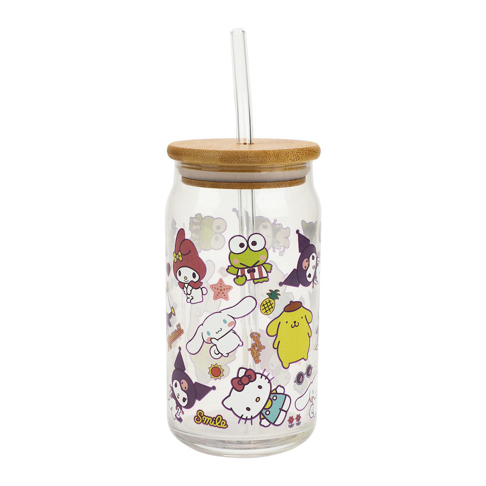 HELLO KITTY & FRIENDS 15 OZ. GLASS BAMBOO TUMBLER (ETA AUGUST / SEPTEMBER 2024)