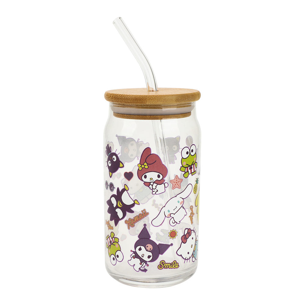 HELLO KITTY & FRIENDS 15 OZ. GLASS BAMBOO TUMBLER (ETA AUGUST / SEPTEMBER 2024)