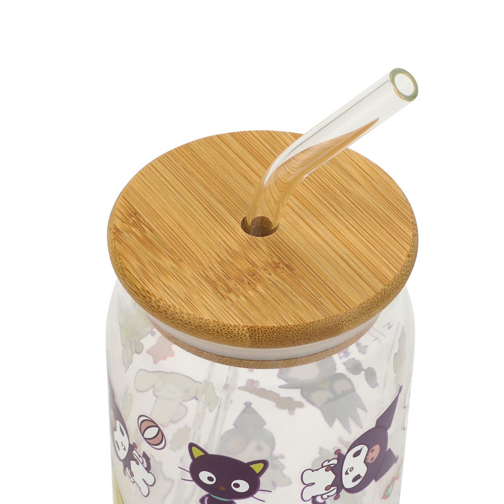 HELLO KITTY & FRIENDS 15 OZ. GLASS BAMBOO TUMBLER (ETA AUGUST / SEPTEMBER 2024)