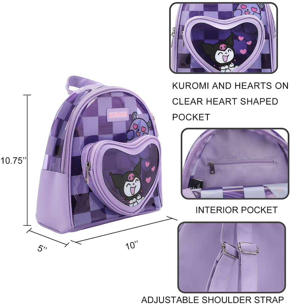 Kuromi Peekaboo Heart Clear Mini Backpack (ETA FEBRUARY / MARCH 2025)