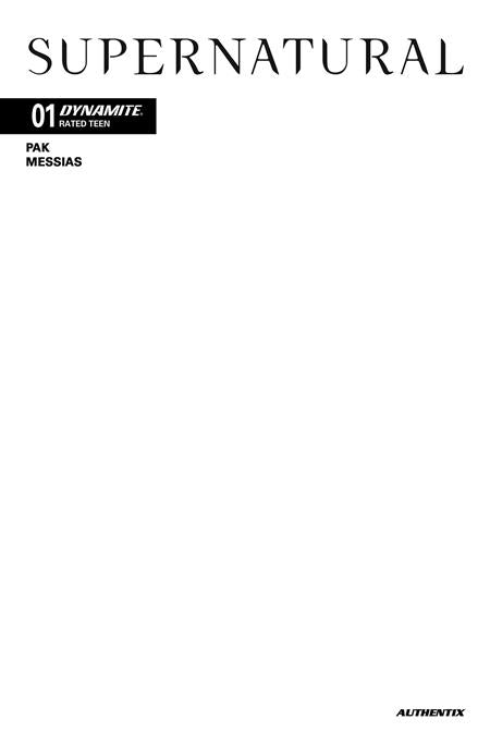 SUPERNATURAL #1 CVR G BLANK AUTHENTIX VAR