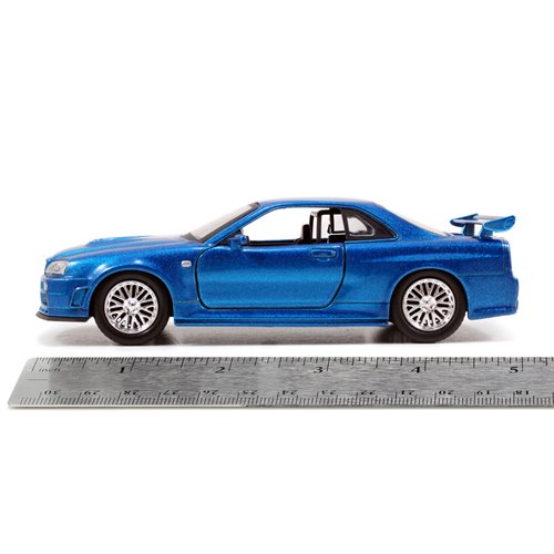 Fast and Furious Brian's Nissan Skyline GT-R R34 Silver and GT-R R34 Blue 1:32 Scale Die-Cast Metal Vehicle 2-Pack