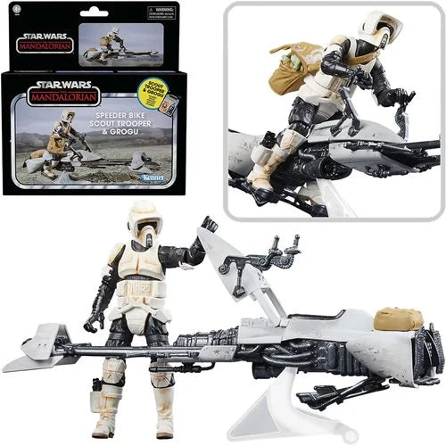 Star Wars The Vintage Collection Speeder Bike Vehicle with 3 3/4-Inch Scout Trooper and Grogu Action Figures (ETA DECEMBER 2023)