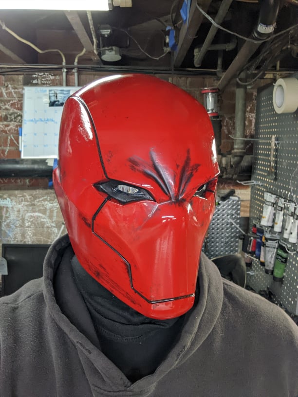 Red Vigilante Helmet - Wearable Costume Cowl Mask Helm