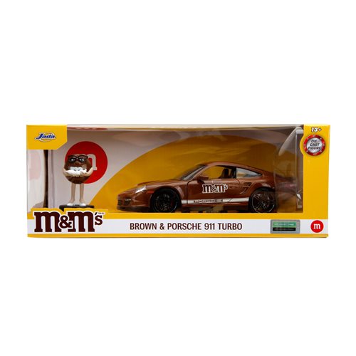 M&M's Porsche 911 1:24 Scale Die-Cast Metal Vehicle with Brown Figure