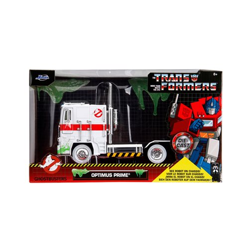 Transformers G1 Optimus Prime Big Rig with Ghostbusters Ecto-1 Graphics 1:24 Scale Die-Cast Metal Vehicle (ETA NOVEMBER 2024)