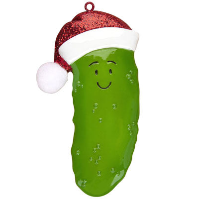 Christmas Pickle with Santa Hat Ornament