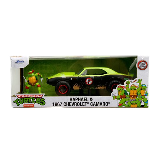 Teenage Mutant Ninja Turtles 1967 Chevrolet Camaro 1:24 Scale Die-Cast Metal Vehicle with Raphael Figure