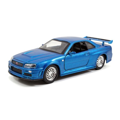 Fast and Furious Brian's Nissan Skyline GT-R R34 Silver and GT-R R34 Blue 1:32 Scale Die-Cast Metal Vehicle 2-Pack