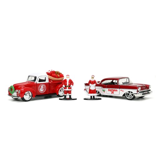 Holiday Rides Santa Claus and Mrs. Claus 1:32 Scale Die-Cast Metal Vehicle Set with Figures