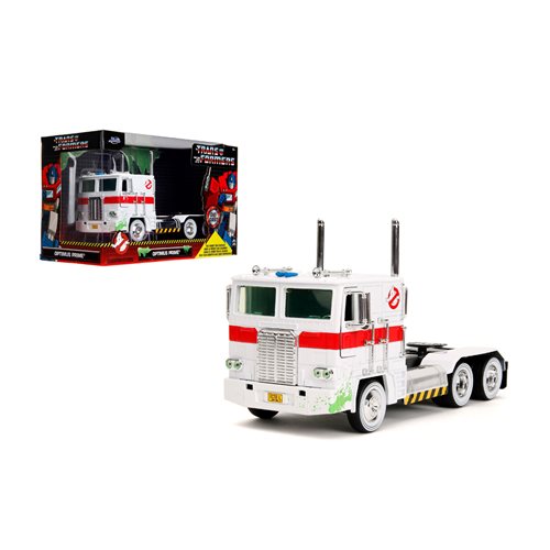 Transformers G1 Optimus Prime Big Rig with Ghostbusters Ecto-1 Graphics 1:24 Scale Die-Cast Metal Vehicle (ETA SEPTEMBER/OCTOBER 2024)
