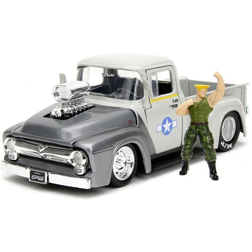 Hollywood Rides Street Fighter Guile 1956 Ford F100 1:24 Scale Die-Cast Metal Vehicle with Figure (ETA NOVEMBER / DECEMBER 2023)