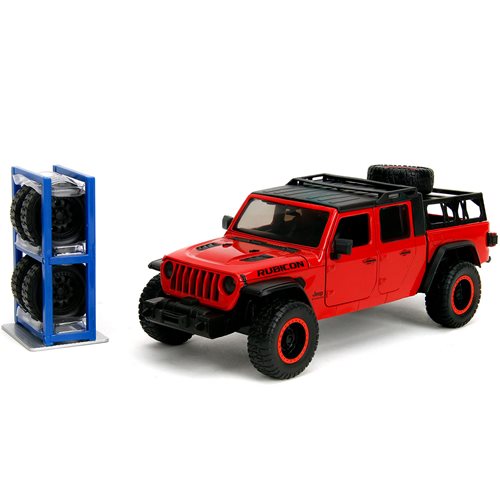 Just Trucks 2020 Jeep Gladiator Red 1:24 Scale Die-Cast Metal Vehicle with Tire Rack