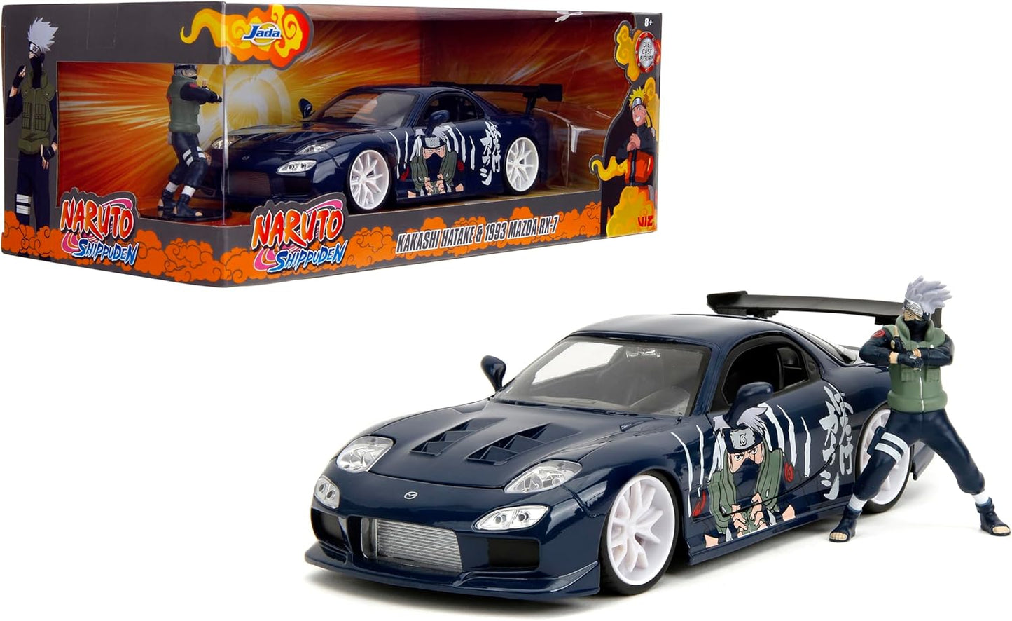 Naruto 1:24 1993 Mazda RX-7 Die-Cast Car & 2.75" Kakashi Figure