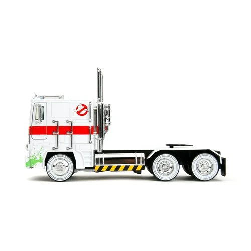 Transformers G1 Optimus Prime Big Rig with Ghostbusters Ecto-1 Graphics 1:24 Scale Die-Cast Metal Vehicle (ETA SEPTEMBER/OCTOBER 2024)