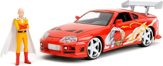 One Punch Man 1:24 1995 Toyota Supra Die-Cast Car & 2.75" Saitama Figure