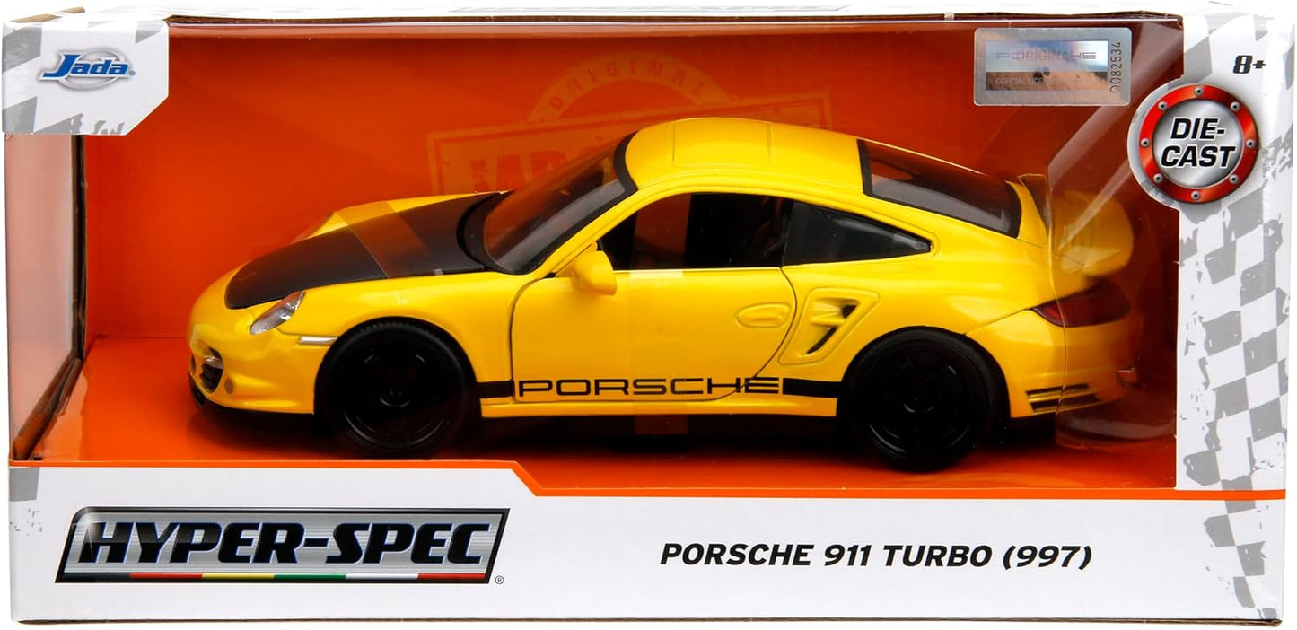 Hyper-Spec 1:24 2007 Porsche 911 Turbo 997 Die-Cast Car (Yellow)