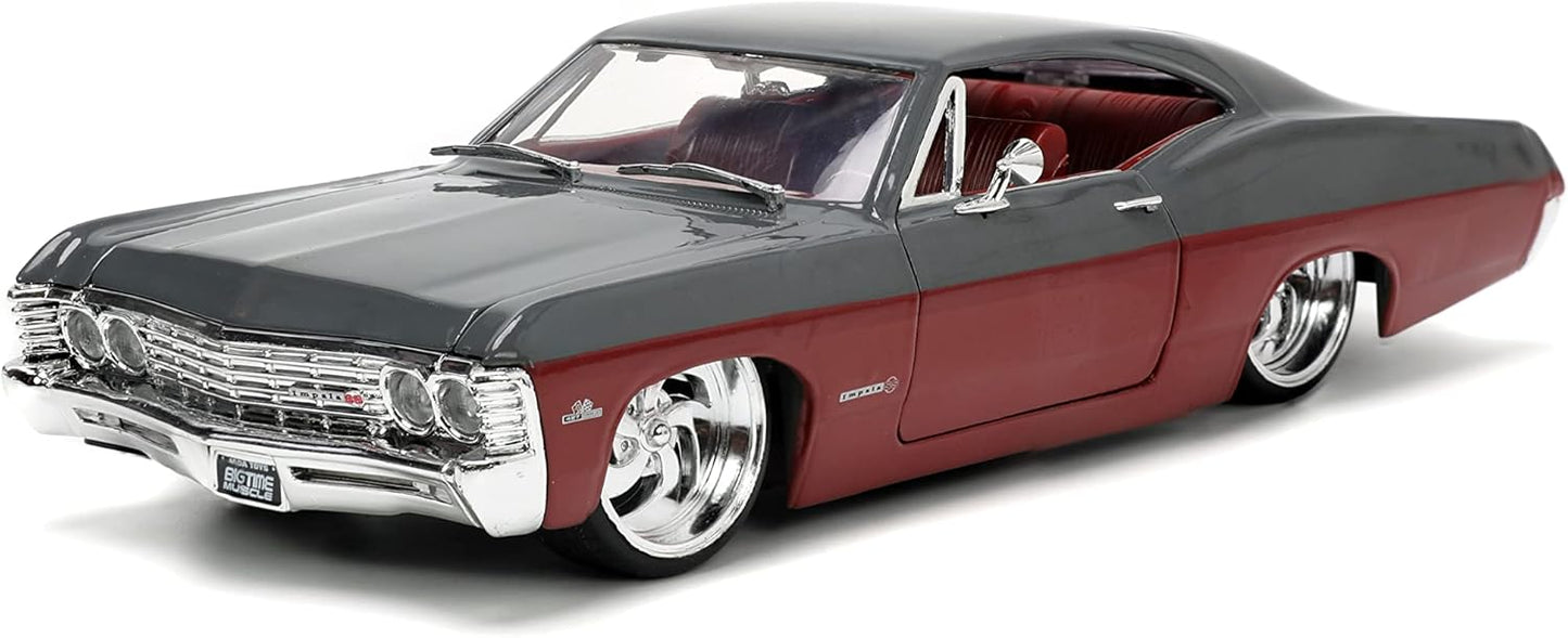 Jada Toys Big Time Muscle 1:24 1967 Chevy Impala SS Gray/Burgundy Die-cast Car