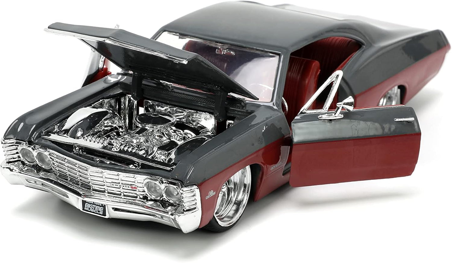 Jada Toys Big Time Muscle 1:24 1967 Chevy Impala SS Gray/Burgundy Die-cast Car