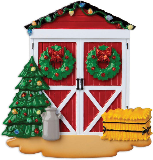 New Red Barn Door New Home Ornament Christmas Ornament