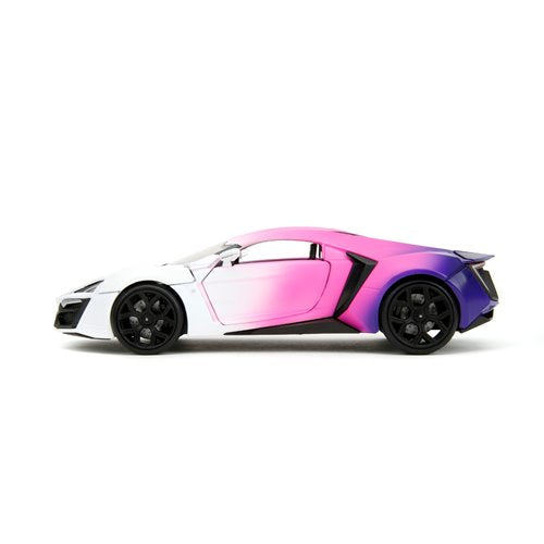 Pink Slips Lykan Hypersport White and Purple 1:24 Scale Die-Cast Metal Vehicle