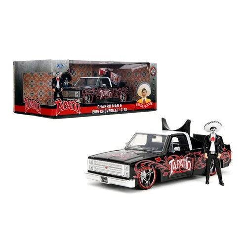 Tapatio Day of the Dead 1985 Chevy C10 1:24 Scale Die-Cast Metal Vehicle with Charro Man Figure