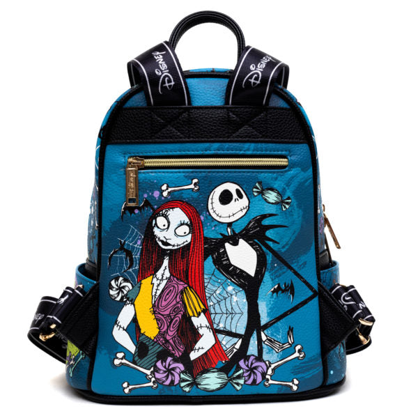 The Nightmare Before Christmas Jack & Sally - 11" Vegan Leather Fashion Mini Backpack