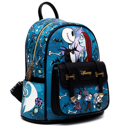 The Nightmare Before Christmas Jack & Sally - 11" Vegan Leather Fashion Mini Backpack