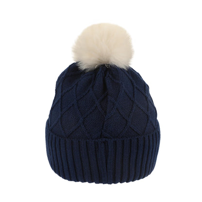 Disney Stitch Character Face & Pearl Appliques Blue Cuff Beanie