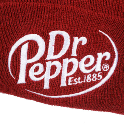 Dr. Pepper Embroidery On Acrylic Knit Standard Cuff Beanie