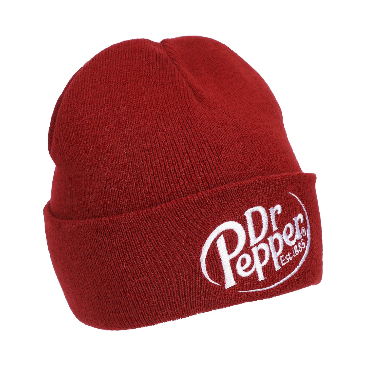 Dr. Pepper Embroidery On Acrylic Knit Standard Cuff Beanie