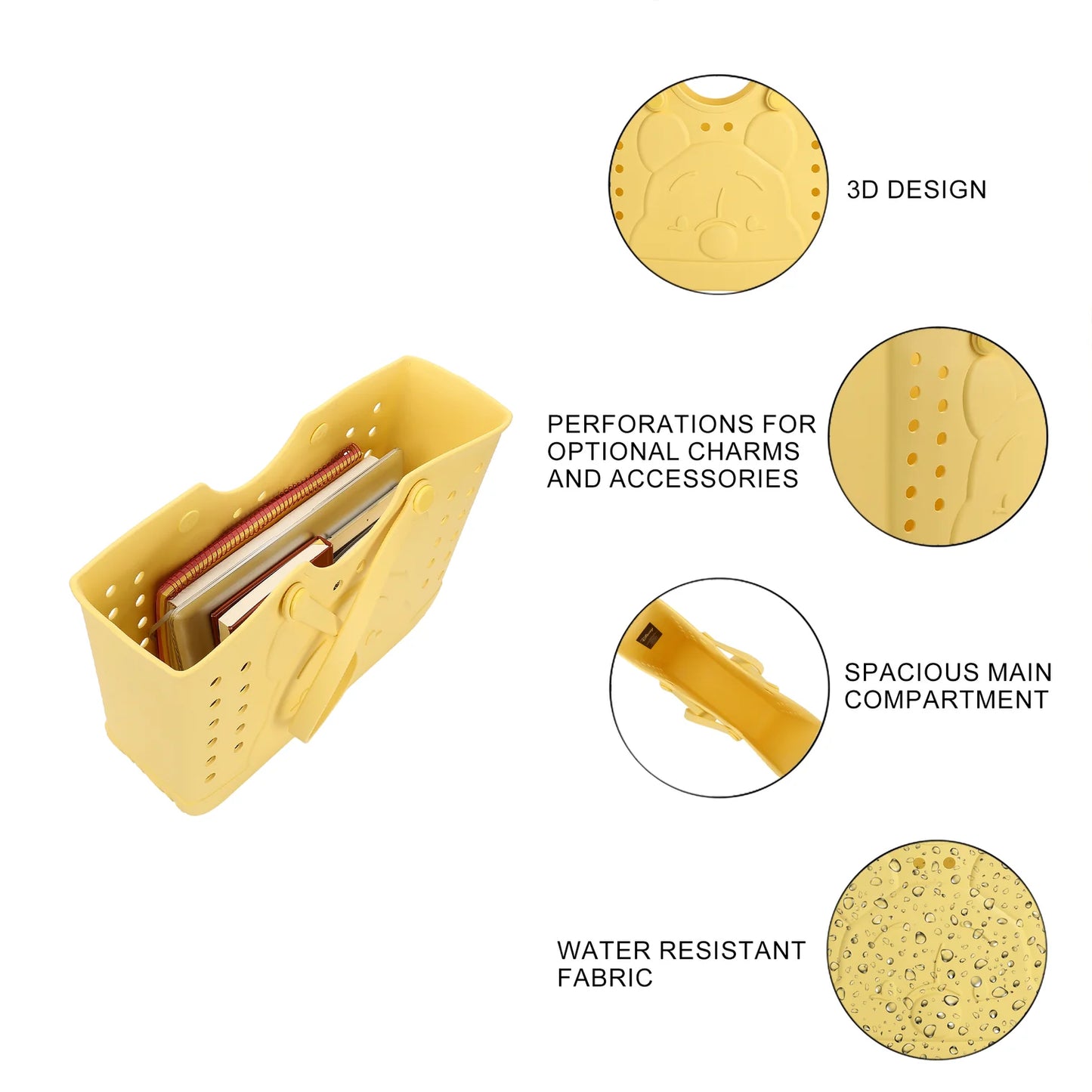 Disney Winnie the Pooh Rubber Tote Bag with Cutout Design and Easy-Clean Finish