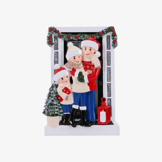 Farm House Family of 3 Personalized Christmas Ornament