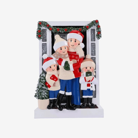 Farm House Family of 4 Personalized Christmas Ornament