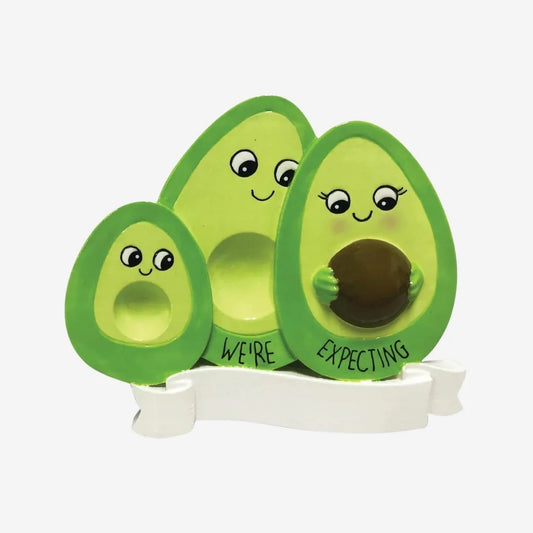 Avocado Family Expecting w/1 Child Personalized Christmas Ornament