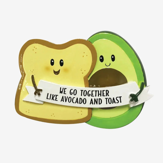 Avocado & Toast Couple Personalized Christmas Ornament