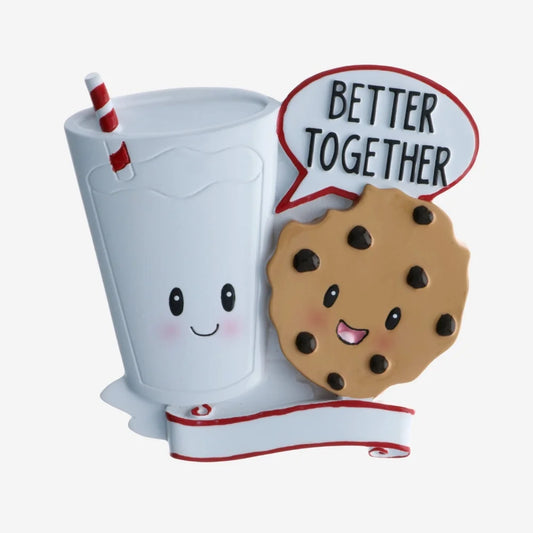 Better Together Milk & Cookies Personalized Christmas Ornament