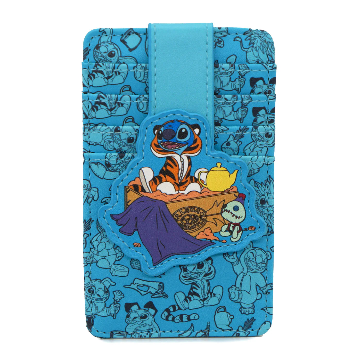 Character Wallet ID Card Holder - Stitch Aladdin Dress Up Scene and Poses Scattered Blue (ETA SEPTEMBER / OCTOBER 2024)