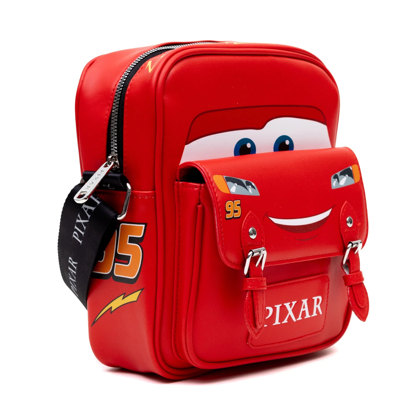 Crossbody Bag with Two-Pockets and Slip Pocket - Cars Lightning McQueen Car Body Paint Scheme Red