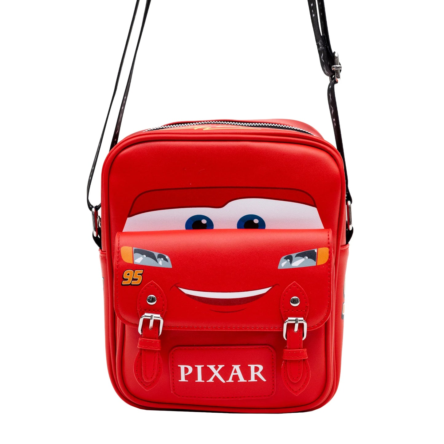 Crossbody Bag with Two-Pockets and Slip Pocket - Cars Lightning McQueen Car Body Paint Scheme Red