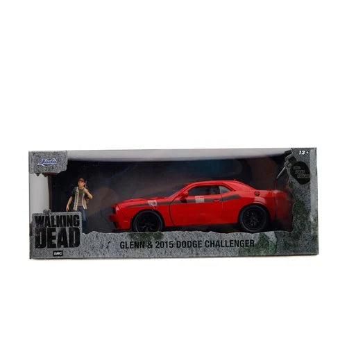 The Walking Dead 2015 Dodge Challenger 1:24 Scale Die-Cast Metal Vehicle with Glenn Figure