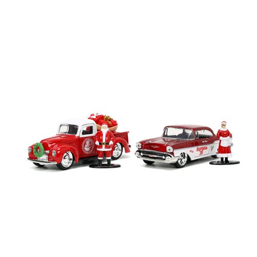 Holiday Rides Santa Claus and Mrs. Claus 1:32 Scale Die-Cast Metal Vehicle Set with Figures