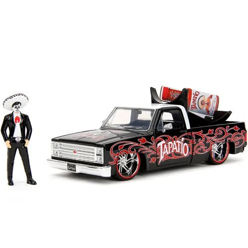 Tapatio Day of the Dead 1985 Chevy C10 1:24 Scale Die-Cast Metal Vehicle with Charro Man Figure