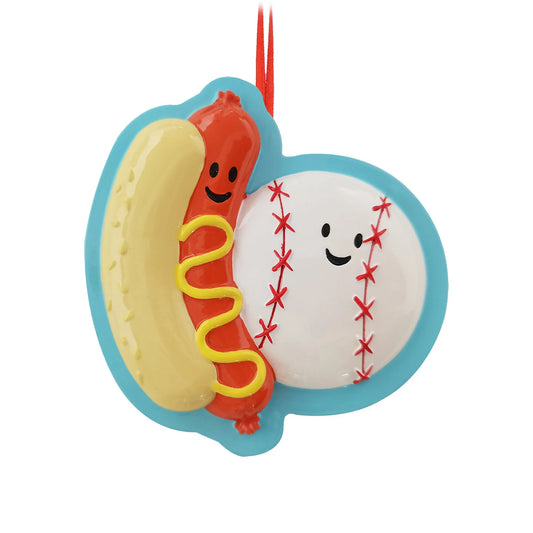 Personalized Hot Dog Baseball Ornament