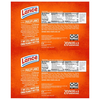 Lance Sandwich Crackers, Toastchee, 1.52 oz, 40-count